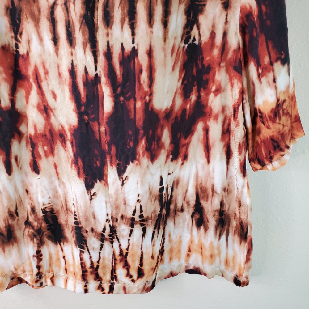 Nanushka Womens Brown Kaden Tie Dye Mock Neck Short Sleeve Top - Picture 12 of 14